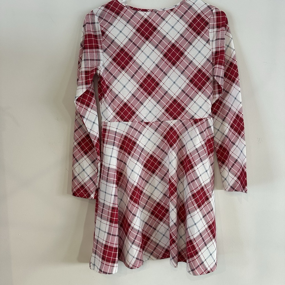 New Girls Red White Plaid Fit Flare Dress XL 14 Children's Place Christmas - Picture 2 of 8